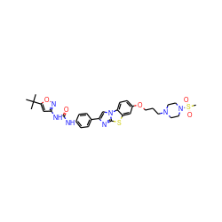 CC(C)(C)c1cc(NC(=O)Nc2ccc(-c3cn4c(n3)sc3cc(OCCCN5CCN(S(C)(=O)=O)CC5)ccc34)cc2)no1 ZINC000049745407