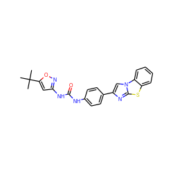 CC(C)(C)c1cc(NC(=O)Nc2ccc(-c3cn4c(n3)sc3ccccc34)cc2)no1 ZINC000045300152