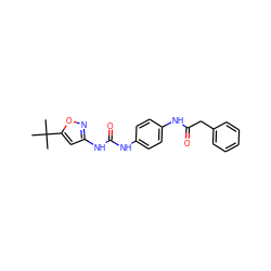 CC(C)(C)c1cc(NC(=O)Nc2ccc(NC(=O)Cc3ccccc3)cc2)no1 ZINC000049033224