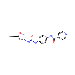 CC(C)(C)c1cc(NC(=O)Nc2ccc(NC(=O)c3ccncc3)cc2)no1 ZINC000049034545