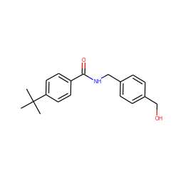 CC(C)(C)c1ccc(C(=O)NCc2ccc(CO)cc2)cc1 ZINC000244535502