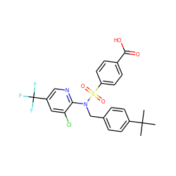 CC(C)(C)c1ccc(CN(c2ncc(C(F)(F)F)cc2Cl)S(=O)(=O)c2ccc(C(=O)O)cc2)cc1 ZINC000113159599