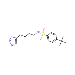 CC(C)(C)c1ccc(S(=O)(=O)NCCCCc2c[nH]cn2)cc1 ZINC000026269327