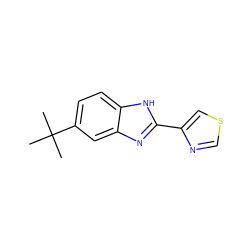 CC(C)(C)c1ccc2[nH]c(-c3cscn3)nc2c1 ZINC000013679479