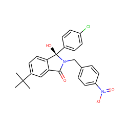 CC(C)(C)c1ccc2c(c1)C(=O)N(Cc1ccc([N+](=O)[O-])cc1)[C@@]2(O)c1ccc(Cl)cc1 ZINC000117272508
