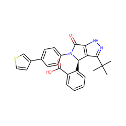 CC(C)(C)c1n[nH]c2c1[C@@H](c1ccccc1C(=O)O)N(c1ccc(-c3ccsc3)cc1)C2=O ZINC000096177139