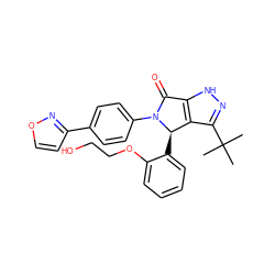 CC(C)(C)c1n[nH]c2c1[C@@H](c1ccccc1OCCO)N(c1ccc(-c3ccon3)cc1)C2=O ZINC000096177108