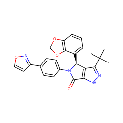 CC(C)(C)c1n[nH]c2c1[C@H](c1cccc3c1OCO3)N(c1ccc(-c3ccon3)cc1)C2=O ZINC000096176955