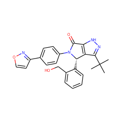 CC(C)(C)c1n[nH]c2c1[C@H](c1ccccc1CO)N(c1ccc(-c3ccon3)cc1)C2=O ZINC000096177121