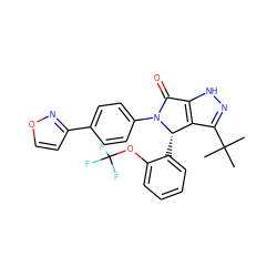 CC(C)(C)c1n[nH]c2c1[C@H](c1ccccc1OC(F)(F)F)N(c1ccc(-c3ccon3)cc1)C2=O ZINC000096177069