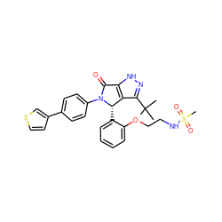 CC(C)(C)c1n[nH]c2c1[C@H](c1ccccc1OCCNS(C)(=O)=O)N(c1ccc(-c3ccsc3)cc1)C2=O ZINC000145047448