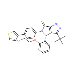 CC(C)(C)c1n[nH]c2c1[C@H](c1ccccc1OCCO)N(c1ccc(-c3ccsc3)cc1)C2=O ZINC000096177112