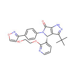 CC(C)(C)c1n[nH]c2c1[C@H](c1cccnc1OCCO)N(c1ccc(-c3ccon3)cc1)C2=O ZINC000096177044