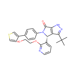 CC(C)(C)c1n[nH]c2c1[C@H](c1cccnc1OCCO)N(c1ccc(-c3ccsc3)cc1)C2=O ZINC000096177047