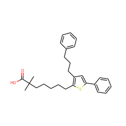 CC(C)(CCCCCc1sc(-c2ccccc2)cc1CCCc1ccccc1)C(=O)O ZINC000013726667