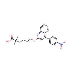 CC(C)(CCCCOc1cc(-c2ccc([N+](=O)[O-])cc2)c2ccccc2n1)C(=O)O ZINC000013729661