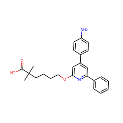 CC(C)(CCCCOc1cc(-c2ccc(N)cc2)cc(-c2ccccc2)n1)C(=O)O ZINC000013729749
