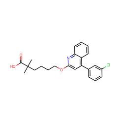 CC(C)(CCCCOc1cc(-c2cccc(Cl)c2)c2ccccc2n1)C(=O)O ZINC000013729670
