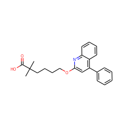 CC(C)(CCCCOc1cc(-c2ccccc2)c2ccccc2n1)C(=O)O ZINC000013729637