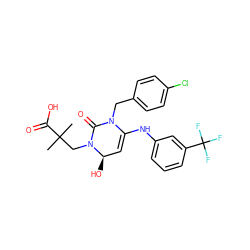 CC(C)(CN1C(=O)N(Cc2ccc(Cl)cc2)C(Nc2cccc(C(F)(F)F)c2)=C[C@H]1O)C(=O)O ZINC000221181377