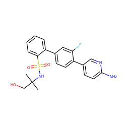 CC(C)(CO)NS(=O)(=O)c1ccccc1-c1ccc(-c2ccc(N)nc2)c(F)c1 ZINC000224754686