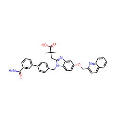 CC(C)(Cc1nc2cc(OCc3ccc4ccccc4n3)ccc2n1Cc1ccc(-c2cccc(C(N)=O)c2)cc1)C(=O)O ZINC000226101104