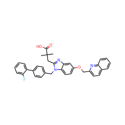 CC(C)(Cc1nc2cc(OCc3ccc4ccccc4n3)ccc2n1Cc1ccc(-c2ccccc2F)cc1)C(=O)O ZINC000226107879