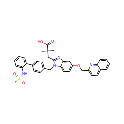 CC(C)(Cc1nc2cc(OCc3ccc4ccccc4n3)ccc2n1Cc1ccc(-c2ccccc2NS(C)(=O)=O)cc1)C(=O)O ZINC000226104872