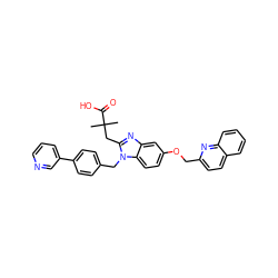 CC(C)(Cc1nc2cc(OCc3ccc4ccccc4n3)ccc2n1Cc1ccc(-c2cccnc2)cc1)C(=O)O ZINC000226137136