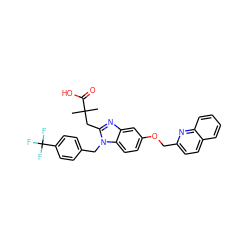 CC(C)(Cc1nc2cc(OCc3ccc4ccccc4n3)ccc2n1Cc1ccc(C(F)(F)F)cc1)C(=O)O ZINC000226109734