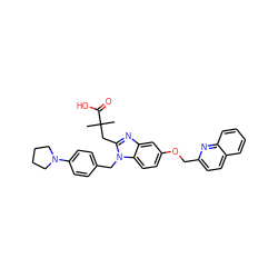 CC(C)(Cc1nc2cc(OCc3ccc4ccccc4n3)ccc2n1Cc1ccc(N2CCCC2)cc1)C(=O)O ZINC000226101500