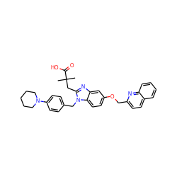 CC(C)(Cc1nc2cc(OCc3ccc4ccccc4n3)ccc2n1Cc1ccc(N2CCCCC2)cc1)C(=O)O ZINC000217374778
