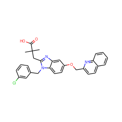 CC(C)(Cc1nc2cc(OCc3ccc4ccccc4n3)ccc2n1Cc1cccc(Cl)c1)C(=O)O ZINC000226120754