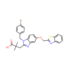 CC(C)(Cc1nc2cc(OCc3nc4ccccc4s3)ccc2n1Cc1ccc(Br)cc1)C(=O)O ZINC000219380132