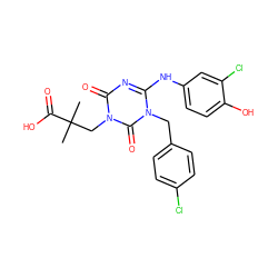 CC(C)(Cn1c(=O)nc(Nc2ccc(O)c(Cl)c2)n(Cc2ccc(Cl)cc2)c1=O)C(=O)O ZINC000200508220