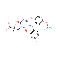 CC(C)(Cn1c(=O)nc(Nc2ccc(OC(F)F)cc2)n(Cc2ccc(Cl)cc2)c1=O)C(=O)O ZINC000200523648