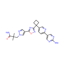 CC(C)(Cn1cc(-c2nc(C3(c4ccc(-c5cnc(N)nc5)nc4)CCC3)no2)cn1)C(N)=O ZINC000096175553