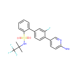 CC(C)(NS(=O)(=O)c1ccccc1-c1ccc(-c2ccc(N)nc2)c(F)c1)C(F)(F)F ZINC000224758970