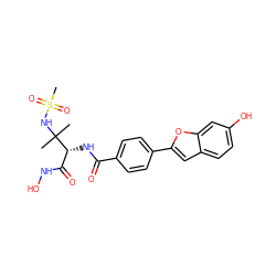 CC(C)(NS(C)(=O)=O)[C@H](NC(=O)c1ccc(-c2cc3ccc(O)cc3o2)cc1)C(=O)NO ZINC001772605020