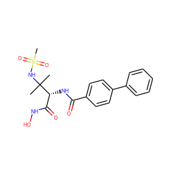 CC(C)(NS(C)(=O)=O)[C@H](NC(=O)c1ccc(-c2ccccc2)cc1)C(=O)NO ZINC001772592856