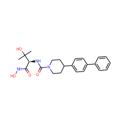 CC(C)(O)[C@@H](NC(=O)N1CCC(c2ccc(-c3ccccc3)cc2)CC1)C(=O)NO ZINC000066078984