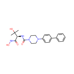 CC(C)(O)[C@@H](NC(=O)N1CCN(c2ccc(-c3ccccc3)cc2)CC1)C(=O)NO ZINC000066078986