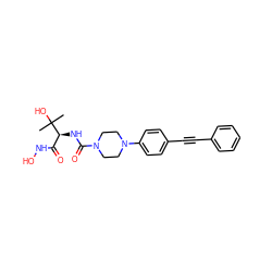 CC(C)(O)[C@@H](NC(=O)N1CCN(c2ccc(C#Cc3ccccc3)cc2)CC1)C(=O)NO ZINC000066078981