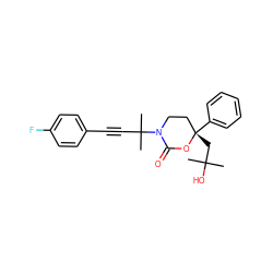 CC(C)(O)C[C@]1(c2ccccc2)CCN(C(C)(C)C#Cc2ccc(F)cc2)C(=O)O1 ZINC000068249564