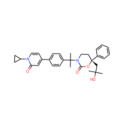 CC(C)(O)C[C@]1(c2ccccc2)CCN(C(C)(C)c2ccc(-c3ccn(C4CC4)c(=O)c3)cc2)C(=O)O1 ZINC000114985467