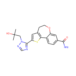 CC(C)(O)Cn1ncnc1-c1cc2c(s1)-c1ccc(C(N)=O)cc1OCC2 ZINC000095585095
