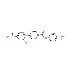CC(C)(O)c1cnc(C2=CCN(C(=O)Nc3ccc(C(F)(F)F)cc3)CC2)c(Cl)c1 ZINC000141061614