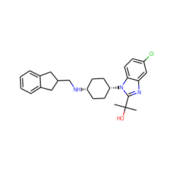 CC(C)(O)c1nc2cc(Cl)ccc2n1[C@H]1CC[C@@H](NCC2Cc3ccccc3C2)CC1 ZINC000299845043