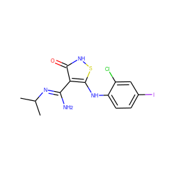 CC(C)/N=C(\N)c1c(Nc2ccc(I)cc2Cl)s[nH]c1=O ZINC000034802640