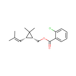 CC(C)=C[C@H]1[C@@H](COC(=O)c2ccccc2Cl)C1(C)C ZINC000001663813